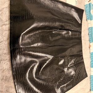 Bar III Shiny Black Croc-Texture Mini Skirt